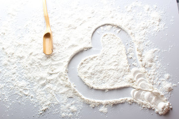 flour heart mood baking light background