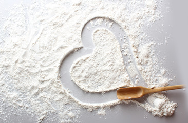 flour heart mood baking light background