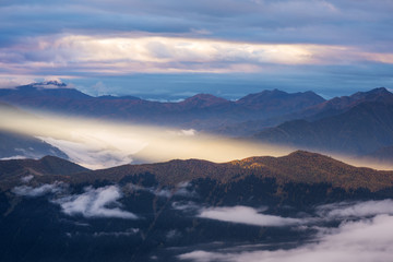 Fototapeta na wymiar Mountain landscape with beautiful sunlight, Georgia, Caucasus