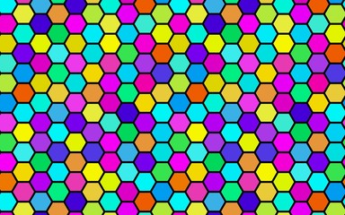 Honeycomb many color, multicolored. Isometric geometry. 3D illustration