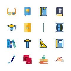 16 school icons set