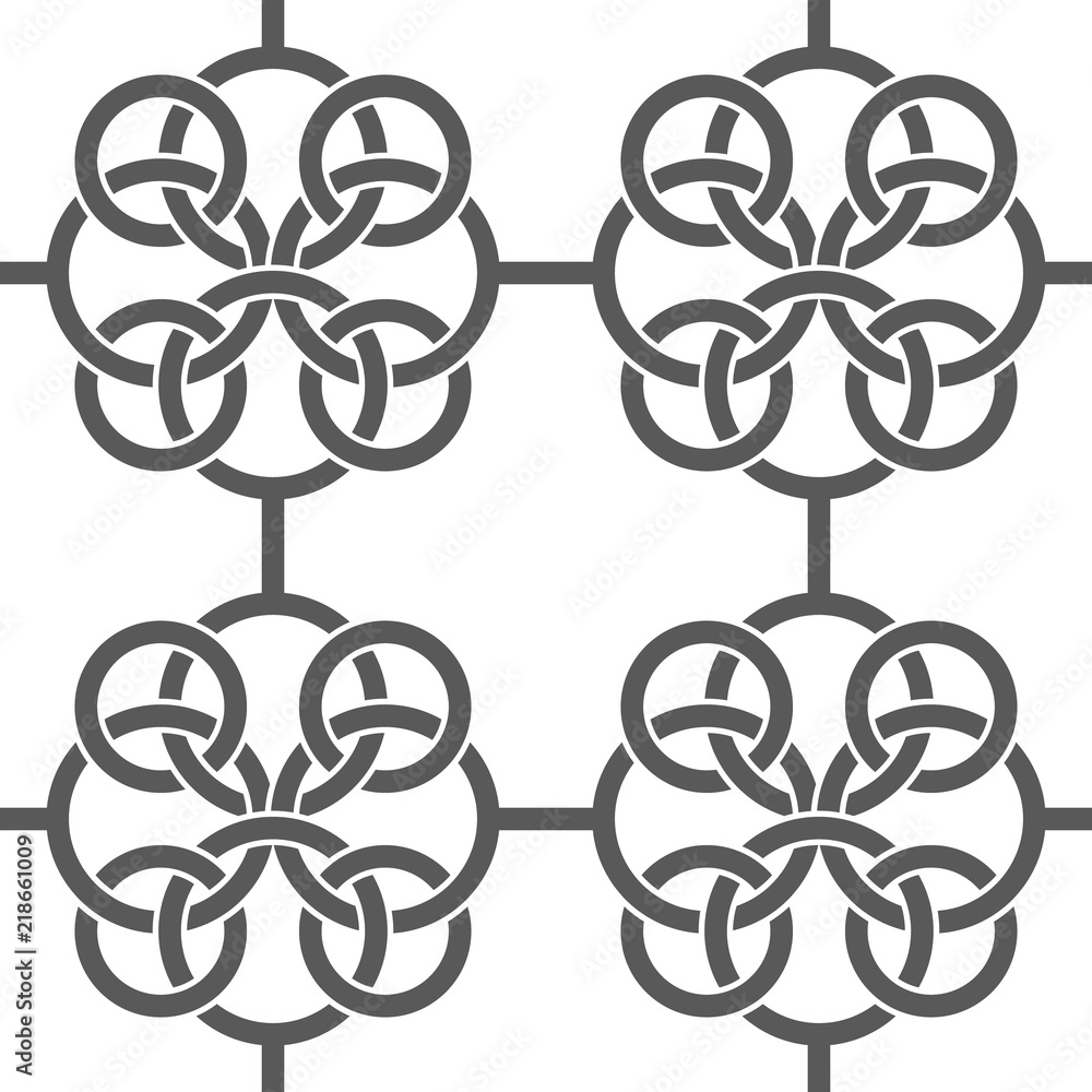 Poster seamless pattern with a pattern of connected rings. continuous chain of shapes.
