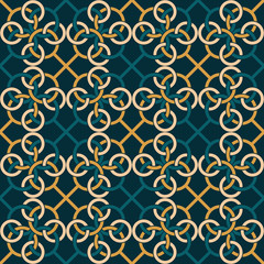 Seamless pattern with a pattern of connected rings. Continuous chain of shapes.