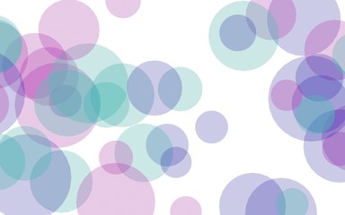 Multicolored translucent circles on a white background. Pink tones. 3D illustration