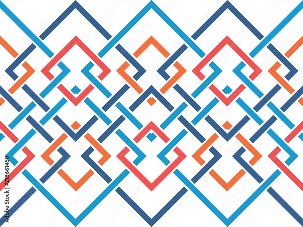 Poster seamless pattern with many intersecting lines and corners. chain of geometric shapes