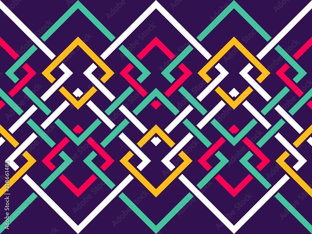 Poster seamless pattern with many intersecting lines and corners. chain of geometric shapes