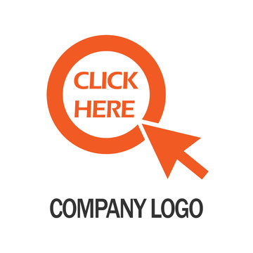 Click Here With Arrow Company Logo Design Template, Business Illustration Vector Icon