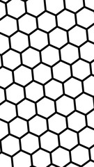 Black honeycomb on a white background. Isometric geometry. Vertical image orientation. 3D illustration