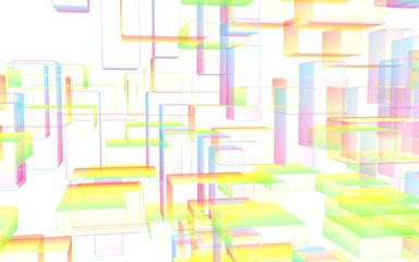 Colorful abstract digital and technology background. The pattern with repeating rectangles. 3D illustration