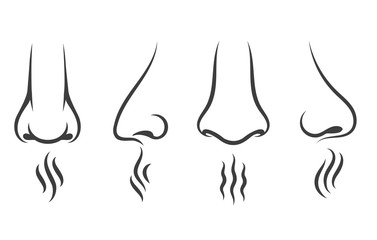 Nose smell icons. Human smelling and breathe nose senses isolated on white background - obrazy, fototapety, plakaty