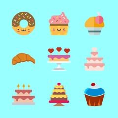 9 cake icons set