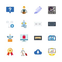 technology icons set. ecommerce, record, listening and bag graphic works