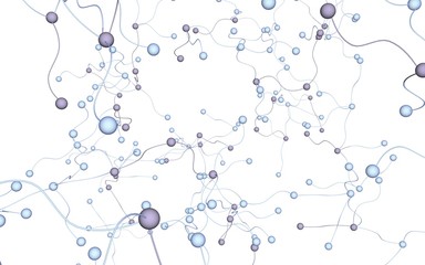 Neural network. Social network. Futuristic dna, deoxyribonucleic acid. Abstract molecule, cell illustration, mycelium. Light background. 3D illustration
