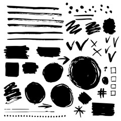 Vector set of brush textures and elements.