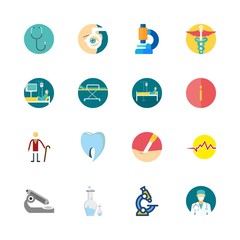 hospital icons set. wheelchair, sick, laboratory and practitioner graphic works