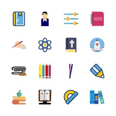 16 school icons set