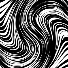 Naklejka premium Abstract Warped Black and White Lines Background