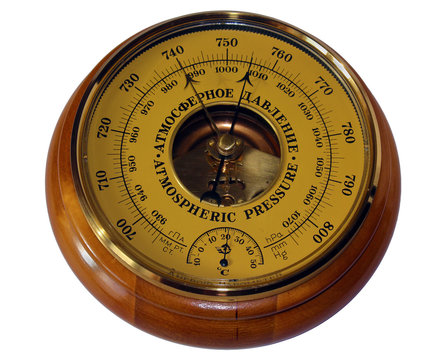 Barometer aneroid isolated on white background