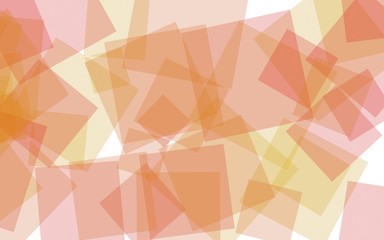 Multicolored translucent squares on a white background. Orange tones. 3D illustration
