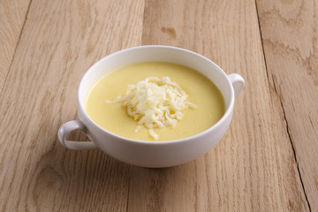 Soup puree with cheese and mushrooms