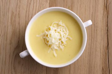 Soup puree with cheese and mushrooms