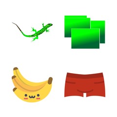 tropical icons set. peel, season, pink and vertebrate graphic works