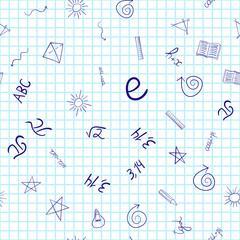 abstract vector school doodles seamless pattern