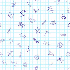 abstract vector school doodles seamless pattern