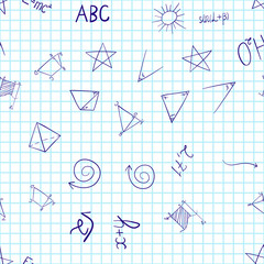 abstract vector school doodles seamless pattern
