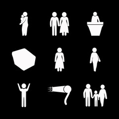 woman vector icons set. pray, woman, family and mother and baby in this set