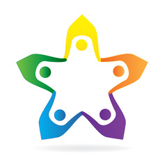 Logo teamwork business people holding hands icon