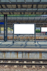 Fototapeta premium Platform of the railway station with empty board