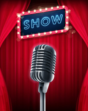 show banner with microphone 