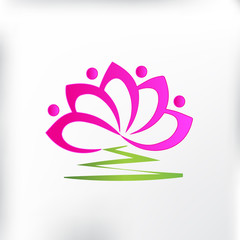 Logo lotus flower teamwork people