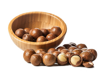 Close up of Macadamia Nuts isolated on white background