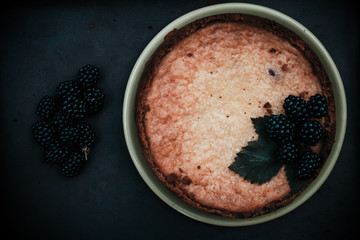 Cake with blackberries. 