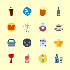 drink icons set. banner, pub, mockup and aroma graphic works
