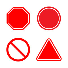 Templates for prohibitory signs on a white background