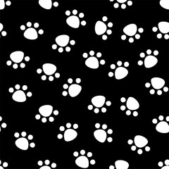 Fototapeta na wymiar Seamless pattern with animal paw prints, cute Pet paws, background texture. vector illustration.