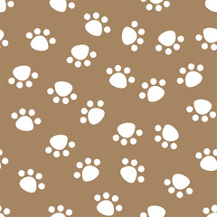 Seamless pattern with animal paw prints, cute Pet paws, background texture. vector illustration.