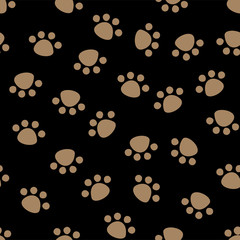 Seamless pattern with animal paw prints, cute Pet paws, background texture. vector illustration.