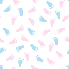Seamless pattern with baby footprint, background, texture. vector illustration. - 218670853