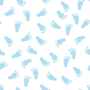 Seamless Pattern With Baby Footprint, Background, Texture. Vector Illustration.