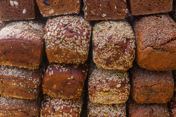 Rye bread with different additives at the city fair