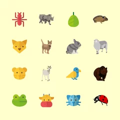 Stickers meubles Zoo 16 animal icons set