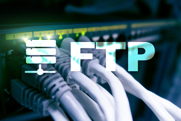 FTP - File transfer protocol. Internet and communication technology concept.