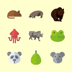 animal icons set. sea, romantic, marsupial and endangered graphic works