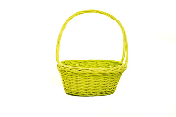 Fototapeta na wymiar Empty green yellow basket isolated on a white background
