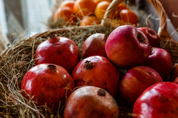 Red pomegranate harvest