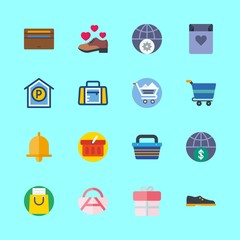 shopping icons set. background, card, smiling and fill graphic works